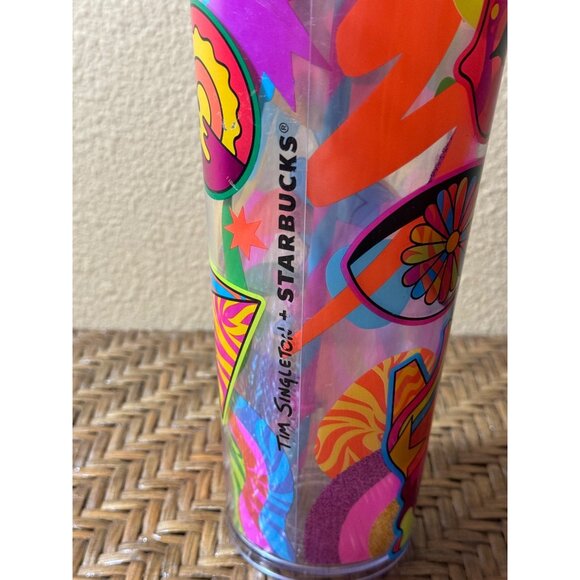 Starbucks Venti Tim Singleton Tumbler With Orange Lid And Straw 24 OZ - Picture 2 of 9